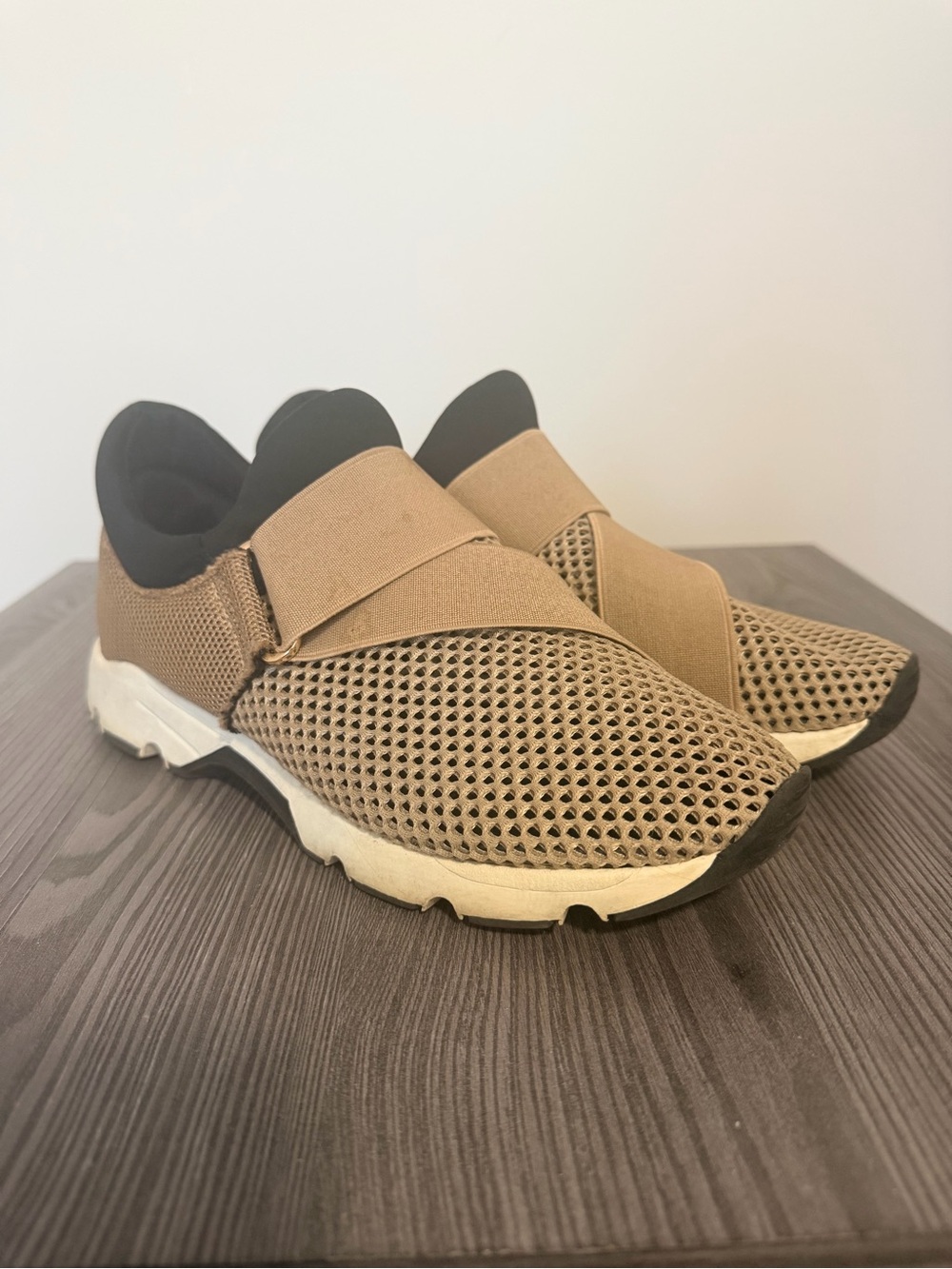 Black Brand Women's Slip-On Mesh Sneakers in Tan